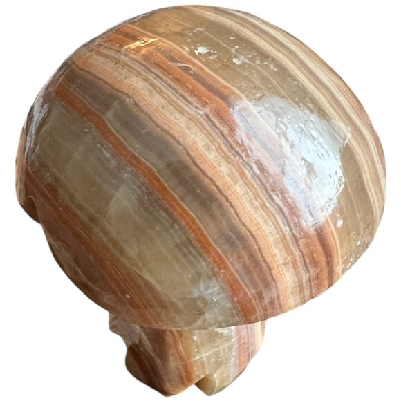 Vtg 1974 Hand-carved Natural Banded Jasper Mushroom Browns and Tans Freestanding - Picture 6 of 15